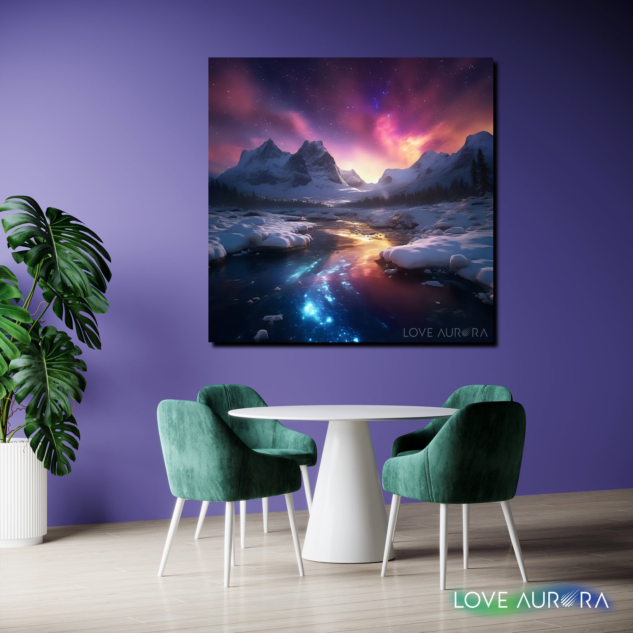 LoveMyAurora®  Glow in the dark painting (Light and Shadows on the Peaks)