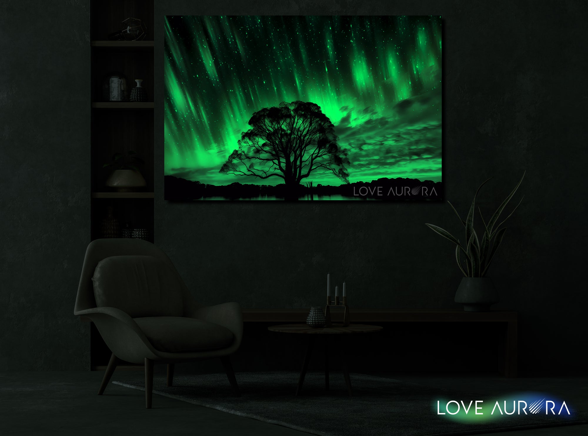 LoveMyAurora®  Glow in the dark painting  (Flowing Shadows of Time)