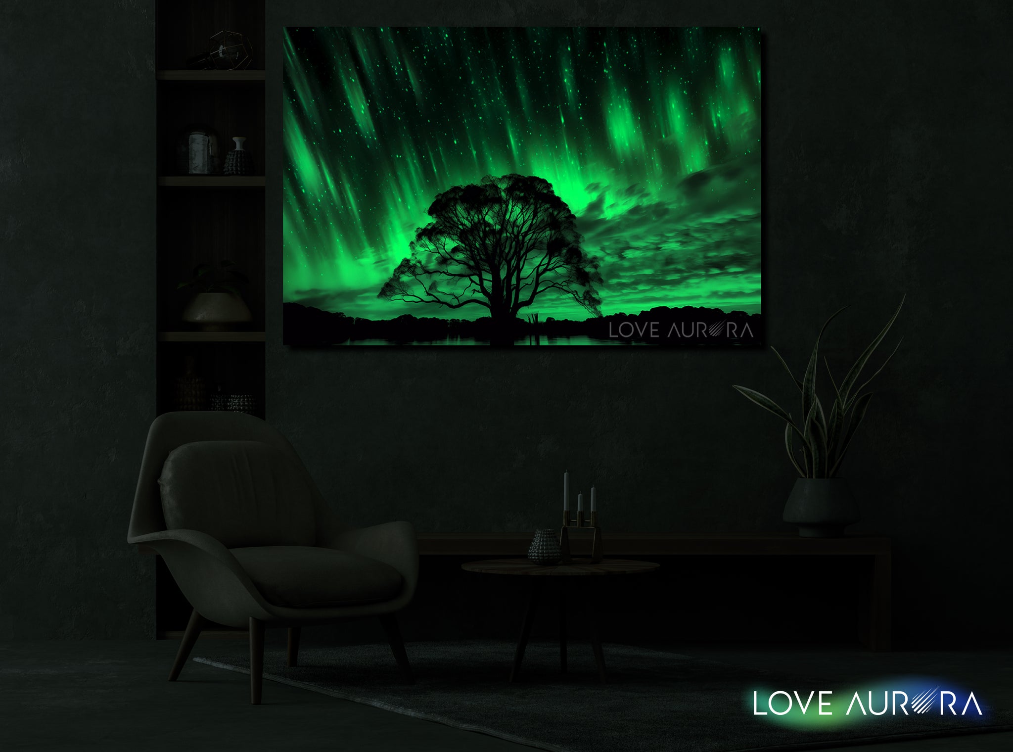LoveMyAurora®  Glow in the dark painting  (Flowing Shadows of Time)