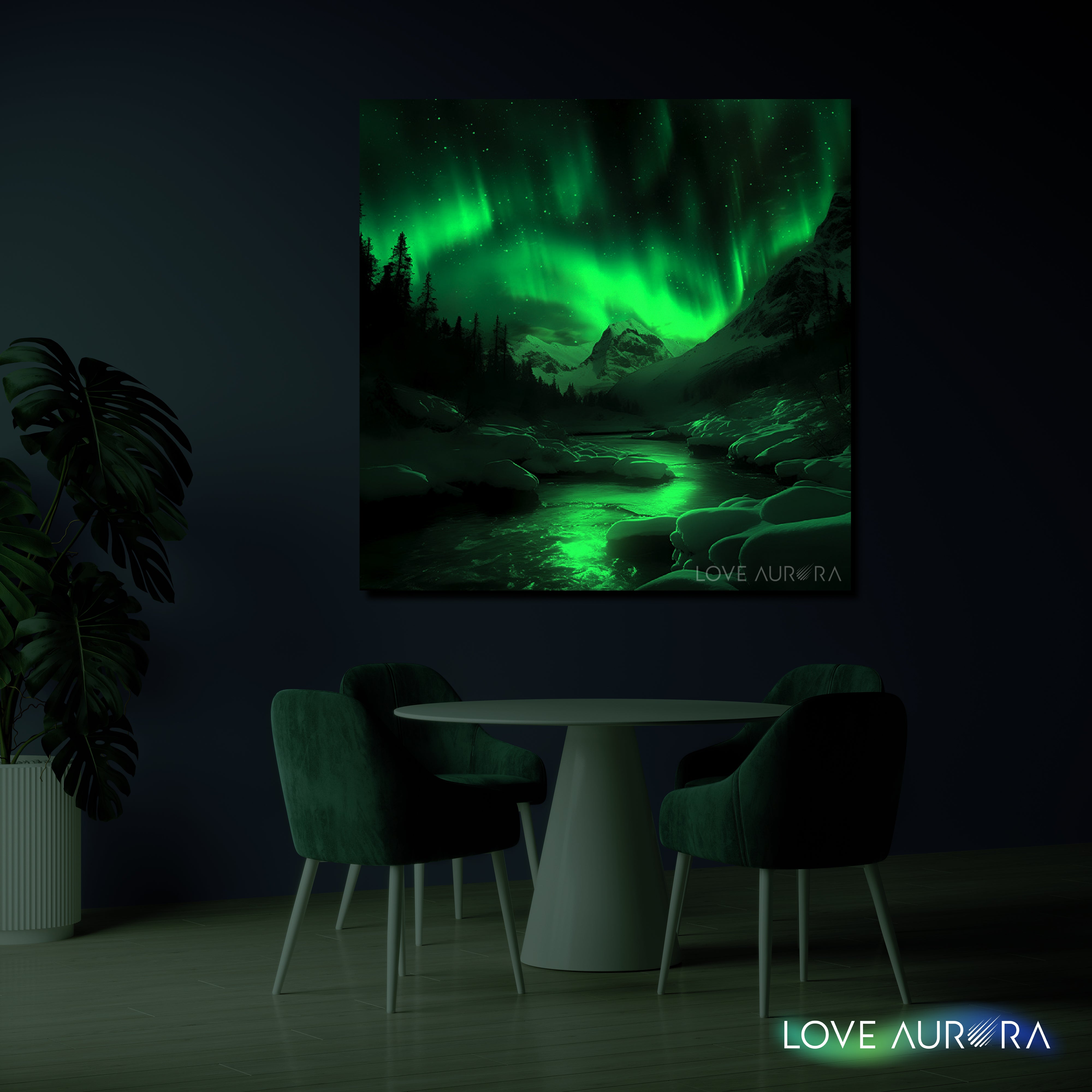 LoveMyAurora®  Glow in the dark painting (Aurora over the Dream Valley 02)