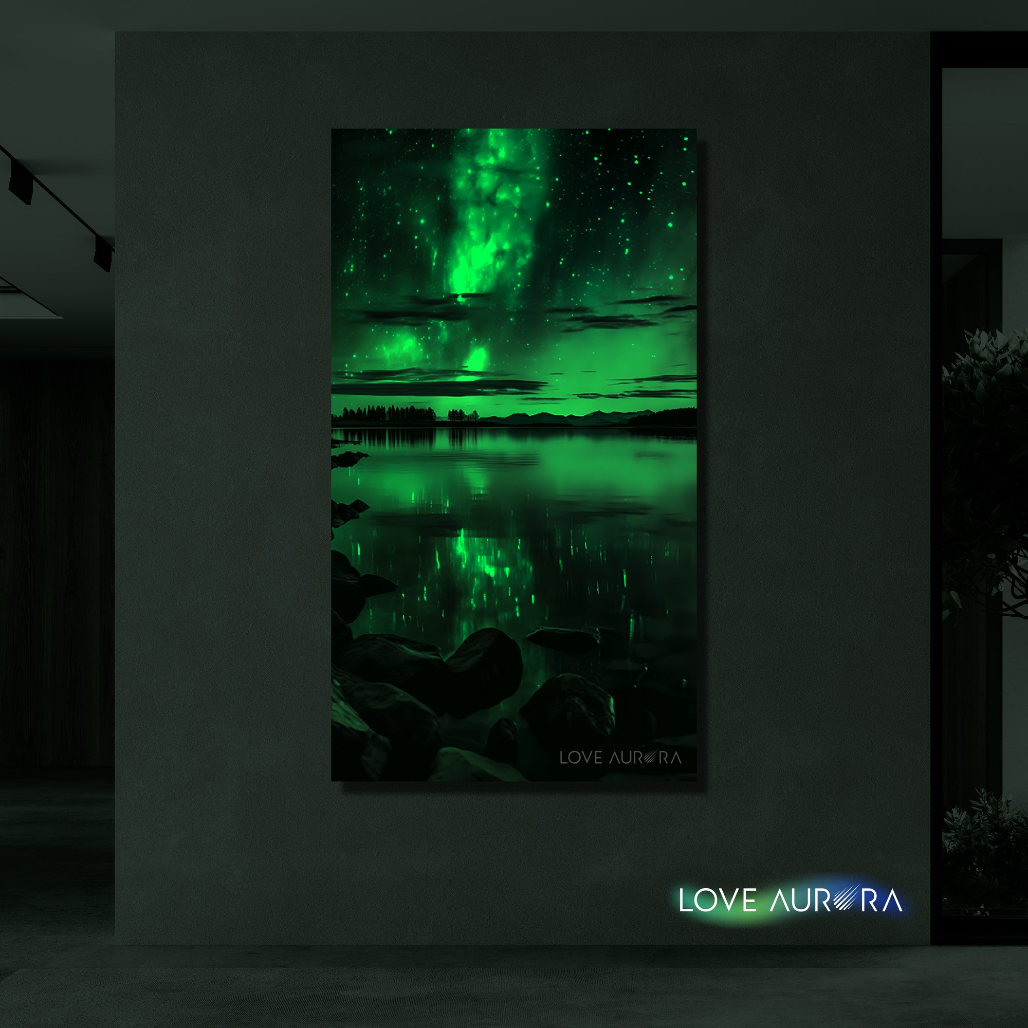 LoveMyAurora®  Glow in the dark painting (Lake and Rock)