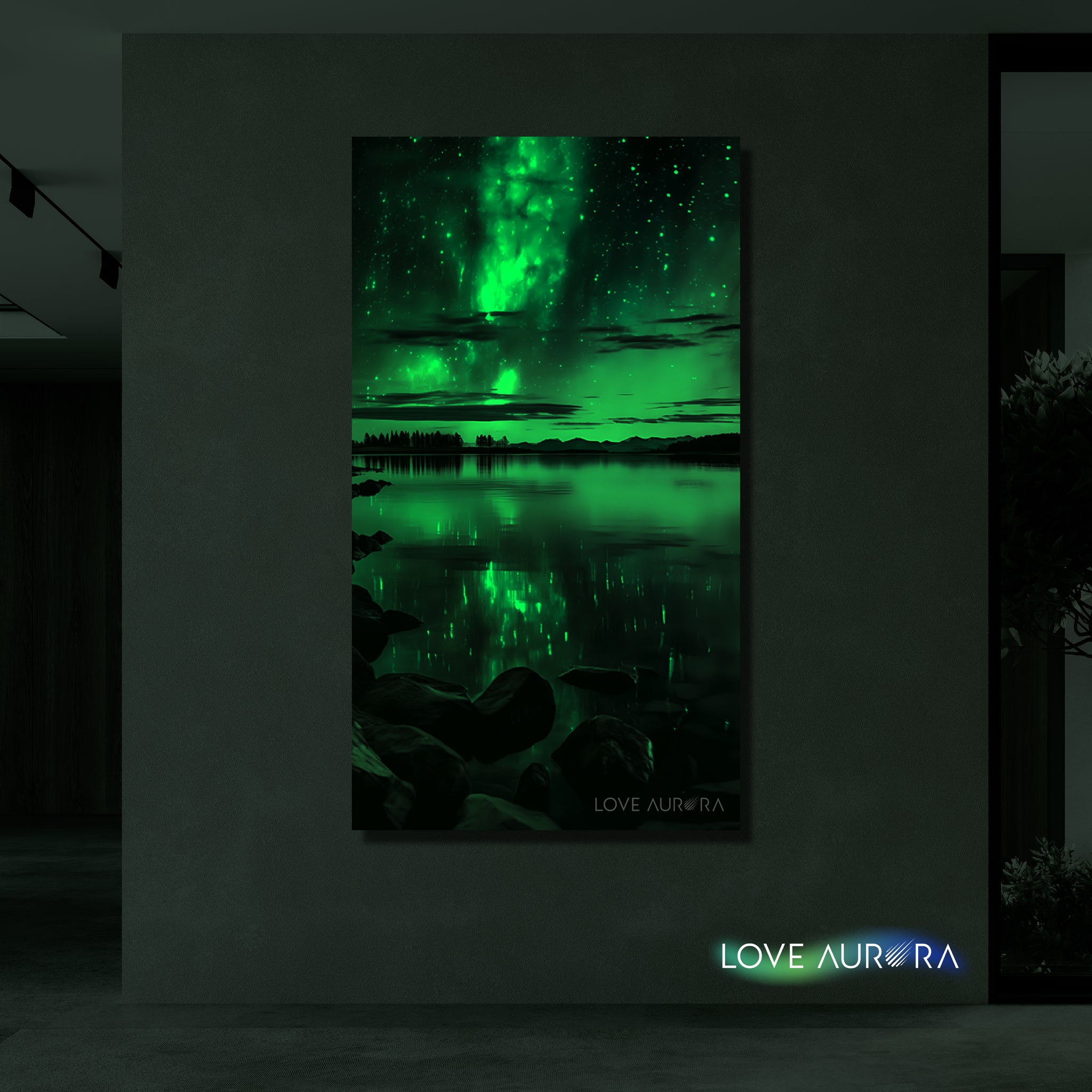 LoveMyAurora®  Glow in the dark painting (Lake and Rock)