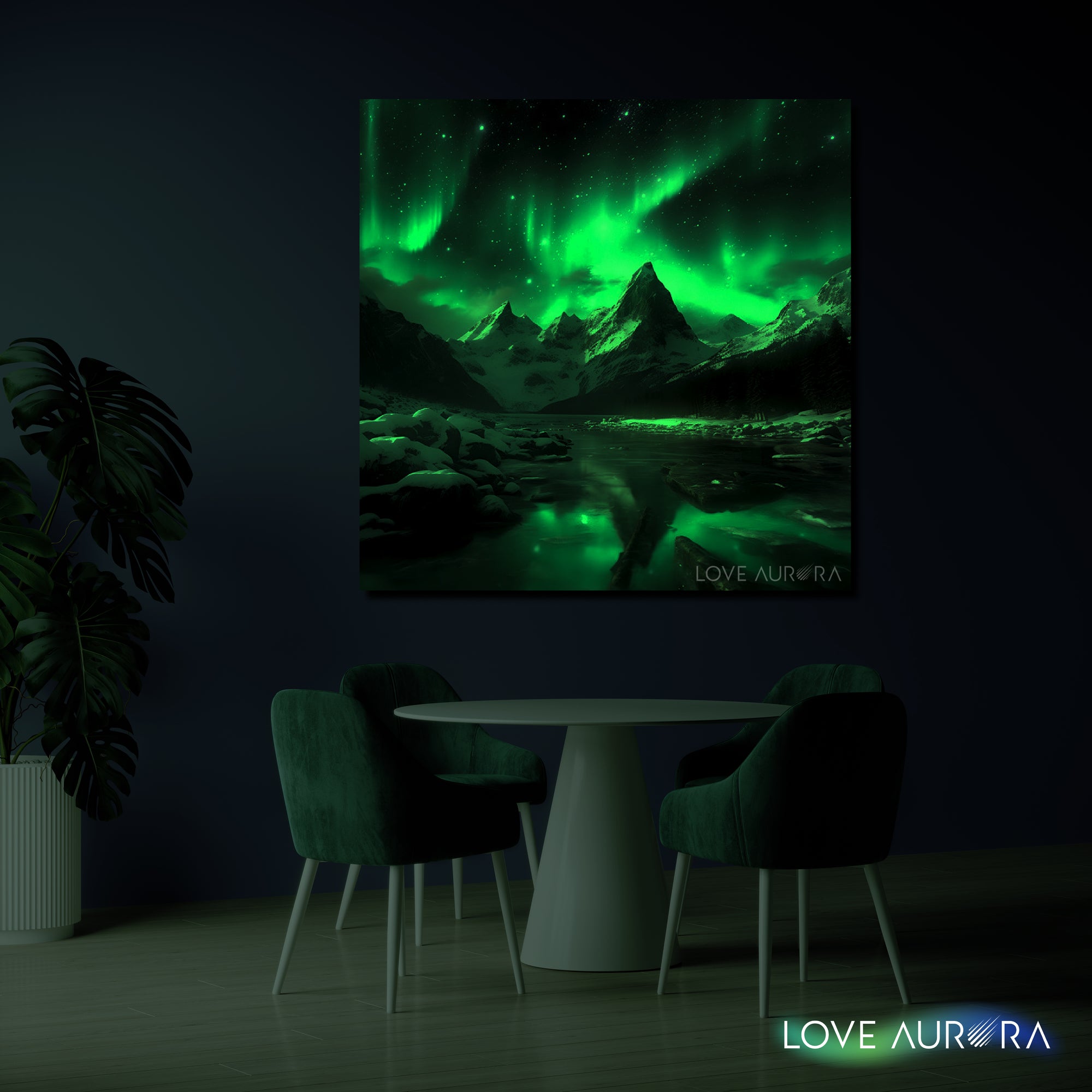 LoveMyAurora®  Glow in the dark painting  (Snow Mountain 02)