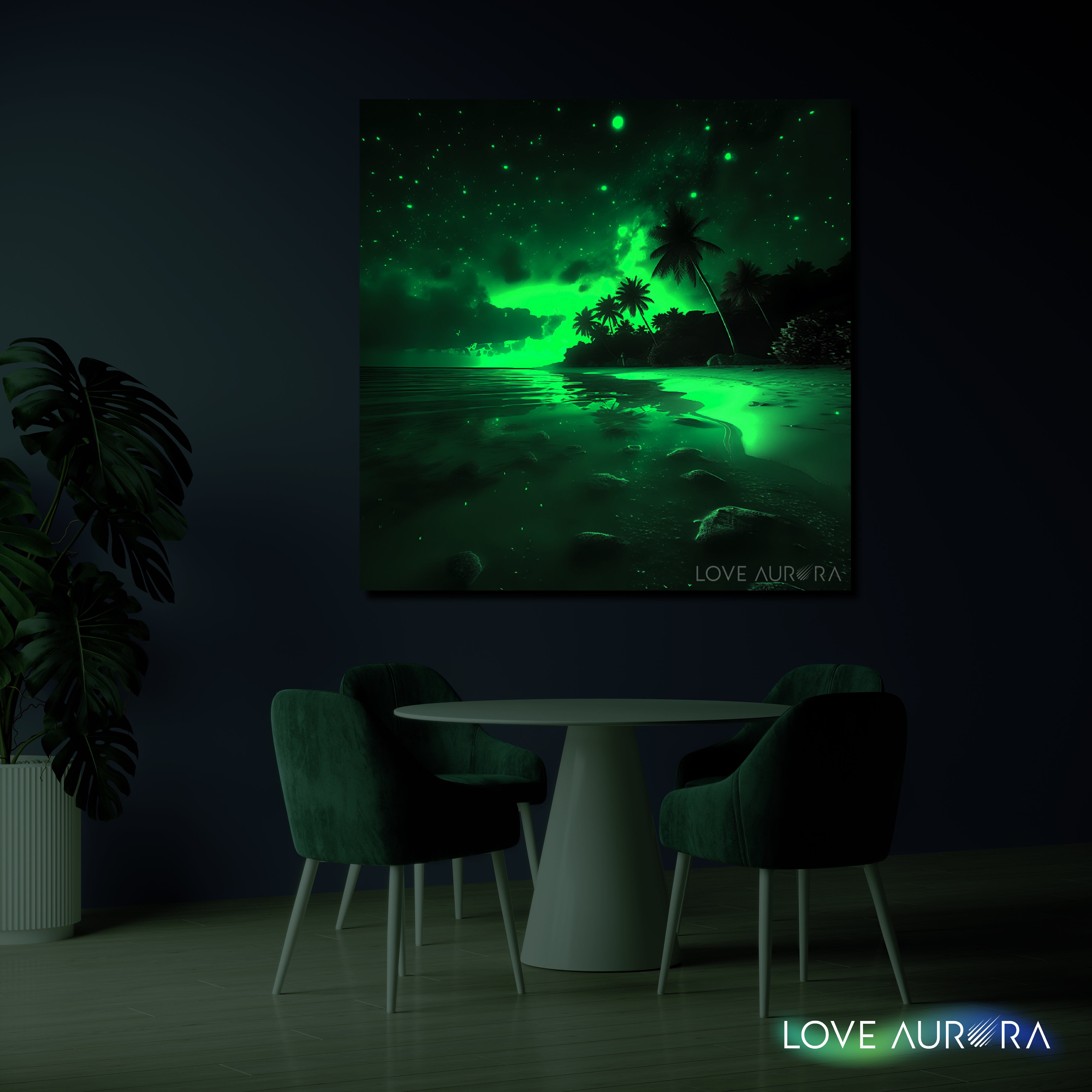 LoveMyAurora®  Glow in the dark painting (Night Beach)